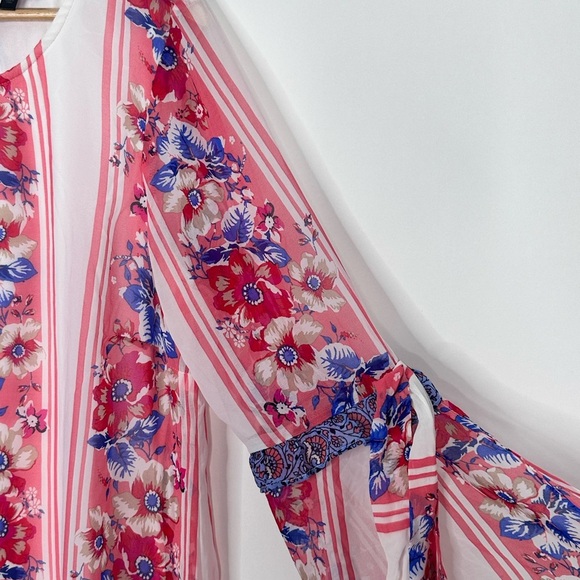 As U Wish A Line Bell sleeve blue/red/white loose fit dress size XL 100% poly - Picture 3 of 13